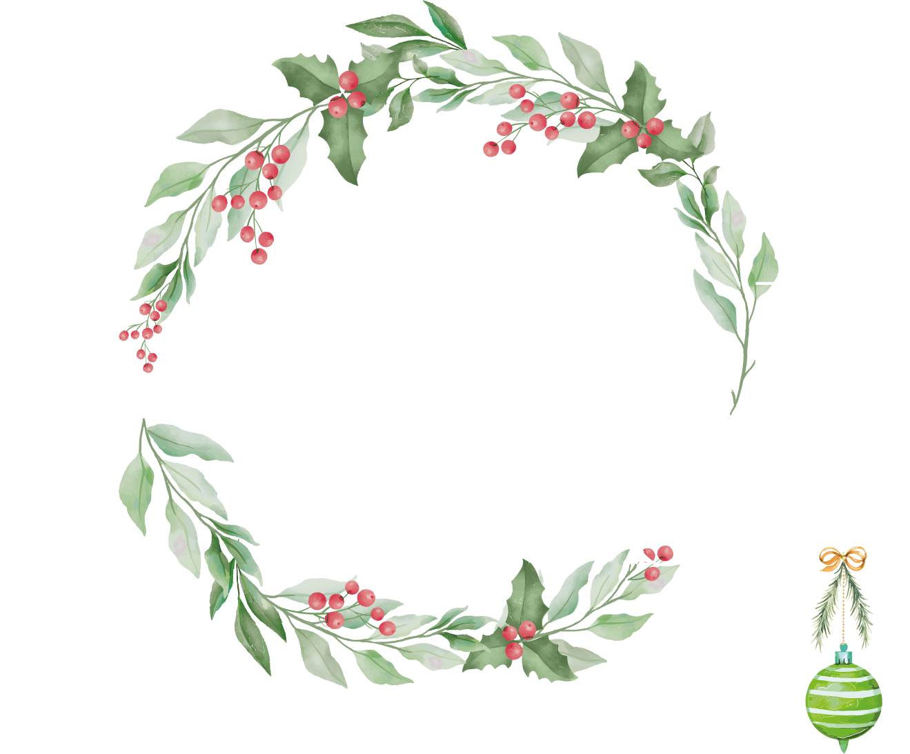 Una corona de muerdago sobre el texto Navidad en Sol 